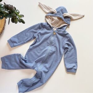 Kids Tales Blue Floppy Bunny Ear Full Zip Jumpsuit | 2/3
